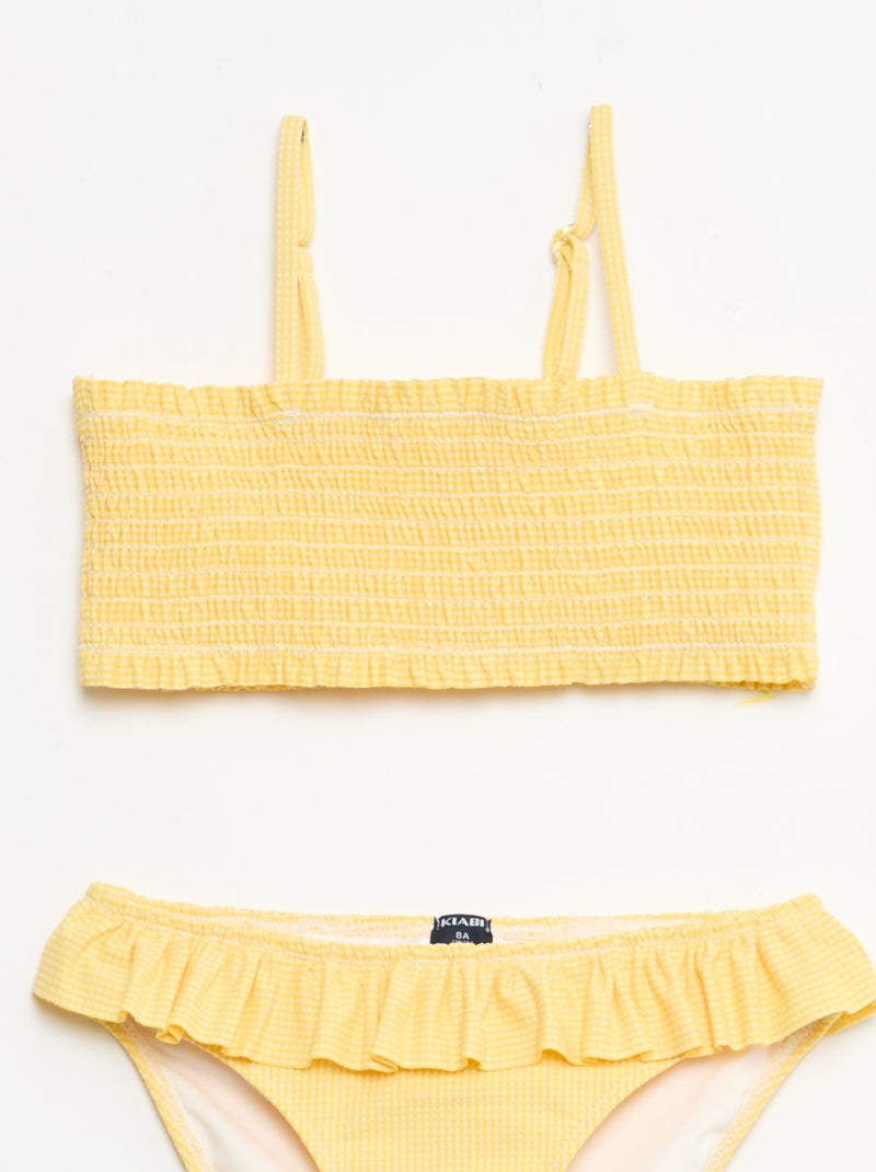 Bañador con estampado + volantes - 2 piezas Amarillo - Kiabi