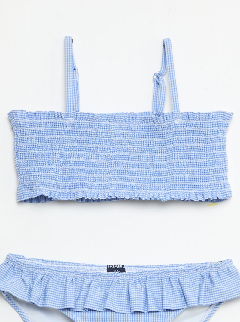 Bañador con estampado + volantes - 2 piezas Azul - Kiabi