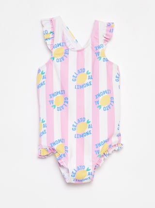 Bañador con estampado y tirantes con volantes