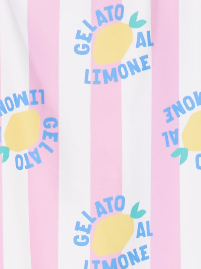 Bañador con estampado y tirantes con volantes ROSA - Kiabi