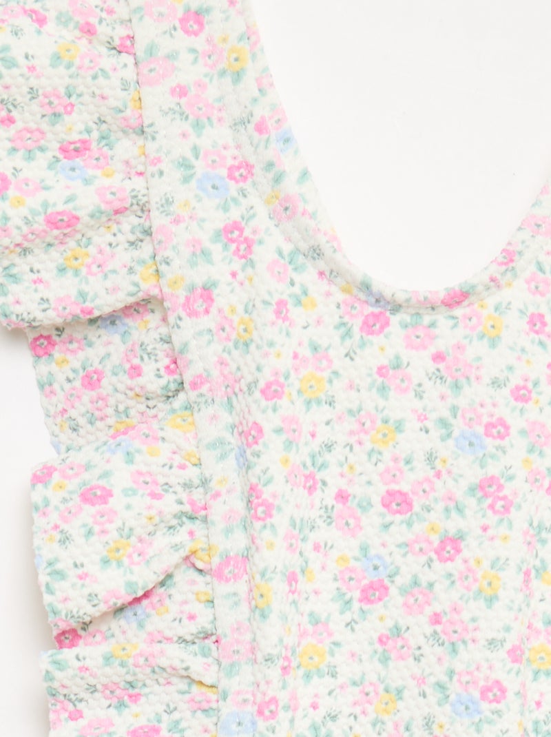 Bañador con estampado y volantes Blanco - Kiabi