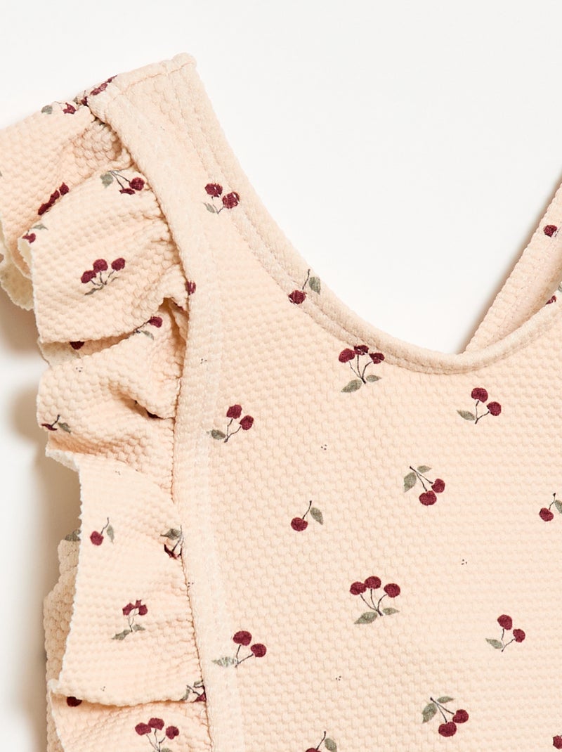 Bañador con estampado y volantes Rosa - Kiabi