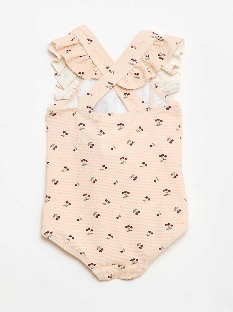 Bañador con estampado y volantes Rosa - Kiabi