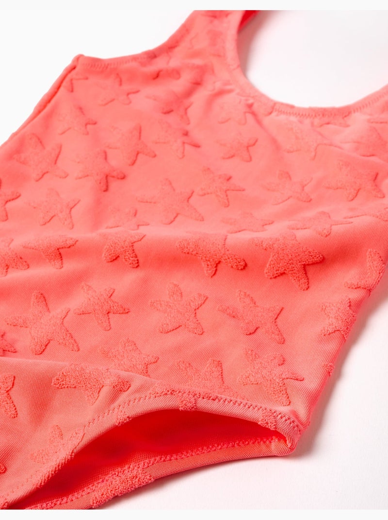 Bañador con motivo de estrellas en bouclé Naranja coral - Kiabi