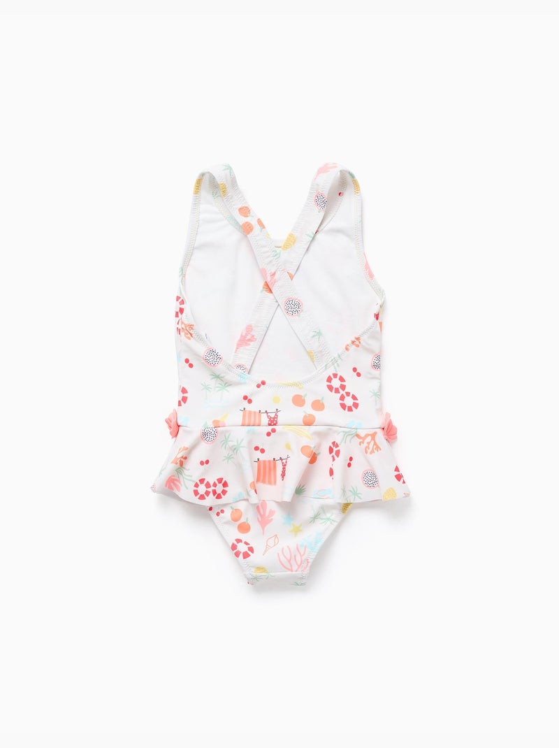 Bañador con motivo de playa y forro Blanco - Kiabi