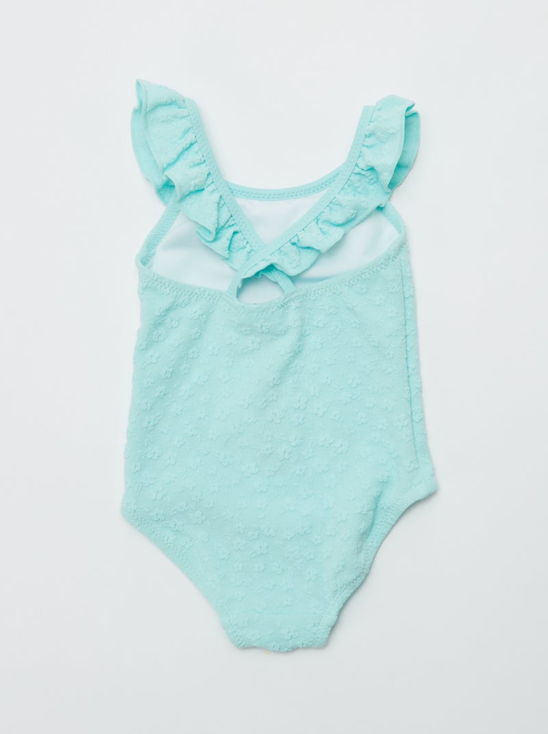 Bañador con volante y bordado  - 1 pieza AZUL - Kiabi