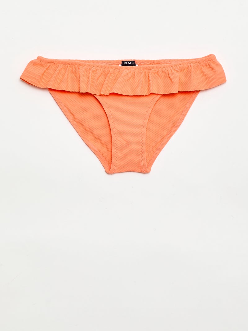 Bañador con volantes en malla - 2 piezas Naranja - Kiabi