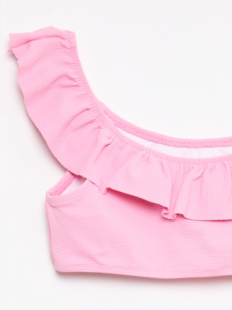Bañador con volantes en malla - 2 piezas Rosa - Kiabi