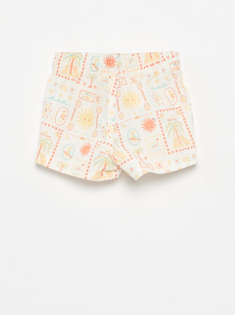 Bañador corto con estampado Blanco - Kiabi
