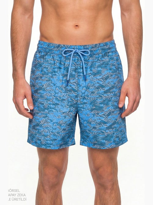 Bañador corto de hombre con cinturón y estampado de camuflaje zebra intenso penti - Kiabi Bañador corto de hombre con cinturón y estampado de camuflaje zebra intenso penti - Kiabi