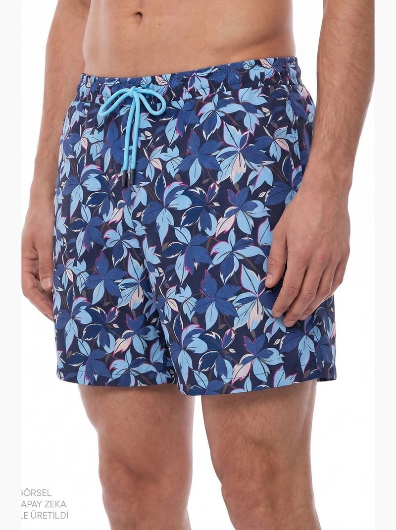Bañador corto de hombre surf view con estampado de hojas penti Azul marino - Kiabi