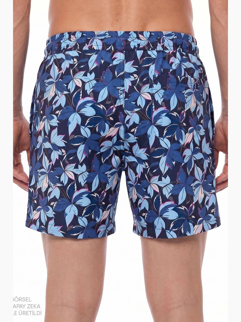 Bañador corto de hombre surf view con estampado de hojas penti Azul marino - Kiabi