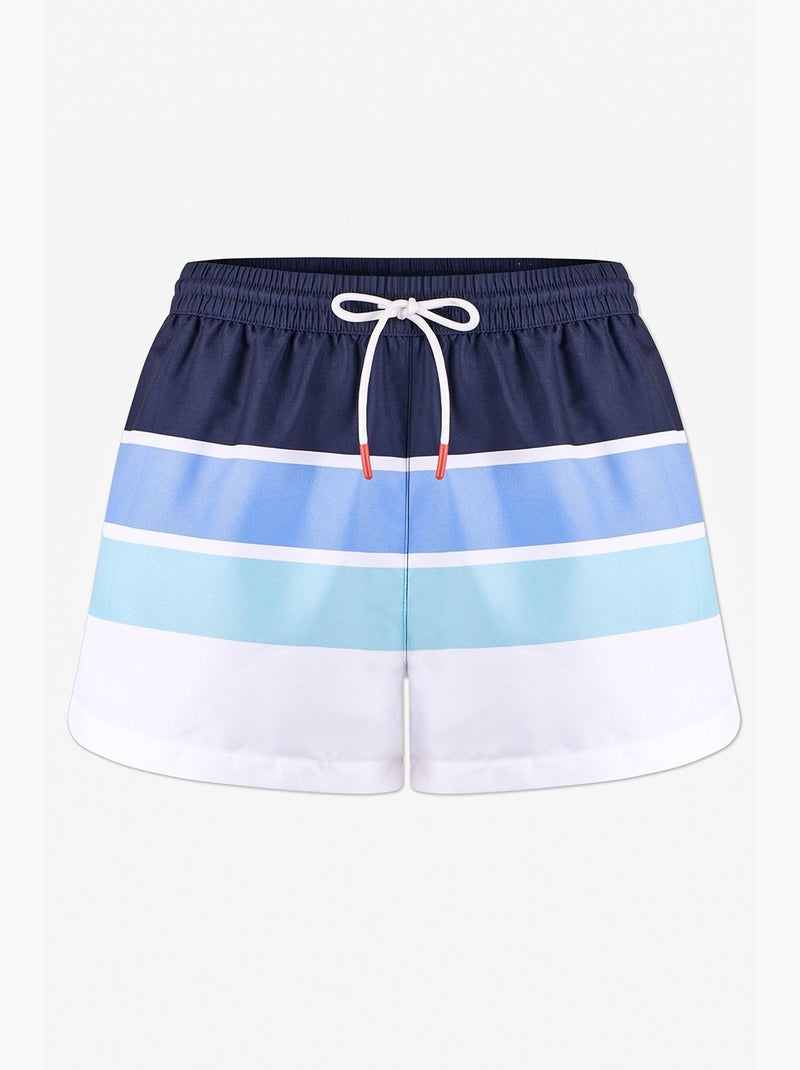Bañador corto de rayas para hombre penti Azul marino - Kiabi