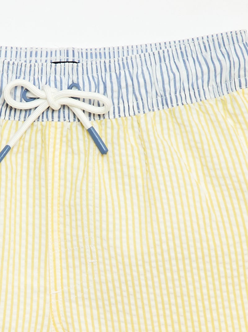 Bañador corto rayado con cordones ajustables Amarillo - Kiabi