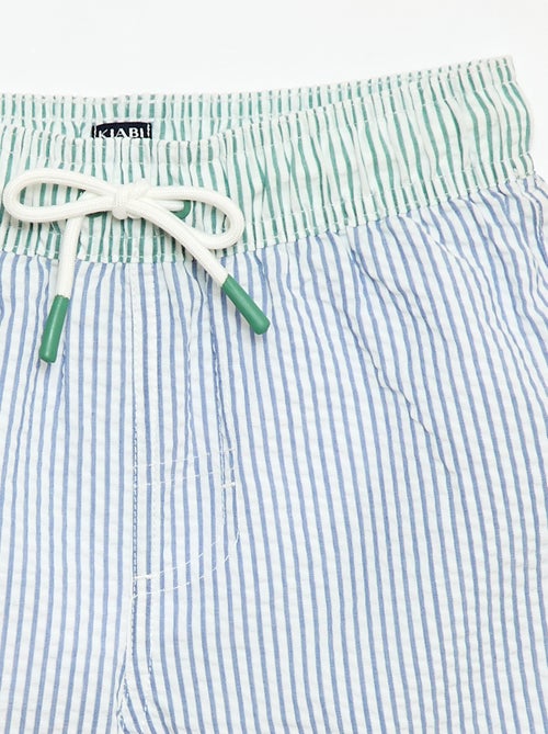 Bañador corto rayado con cordones ajustables - Kiabi