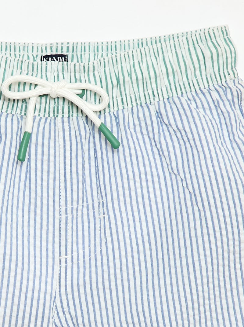Bañador corto rayado con cordones ajustables Azul - Kiabi