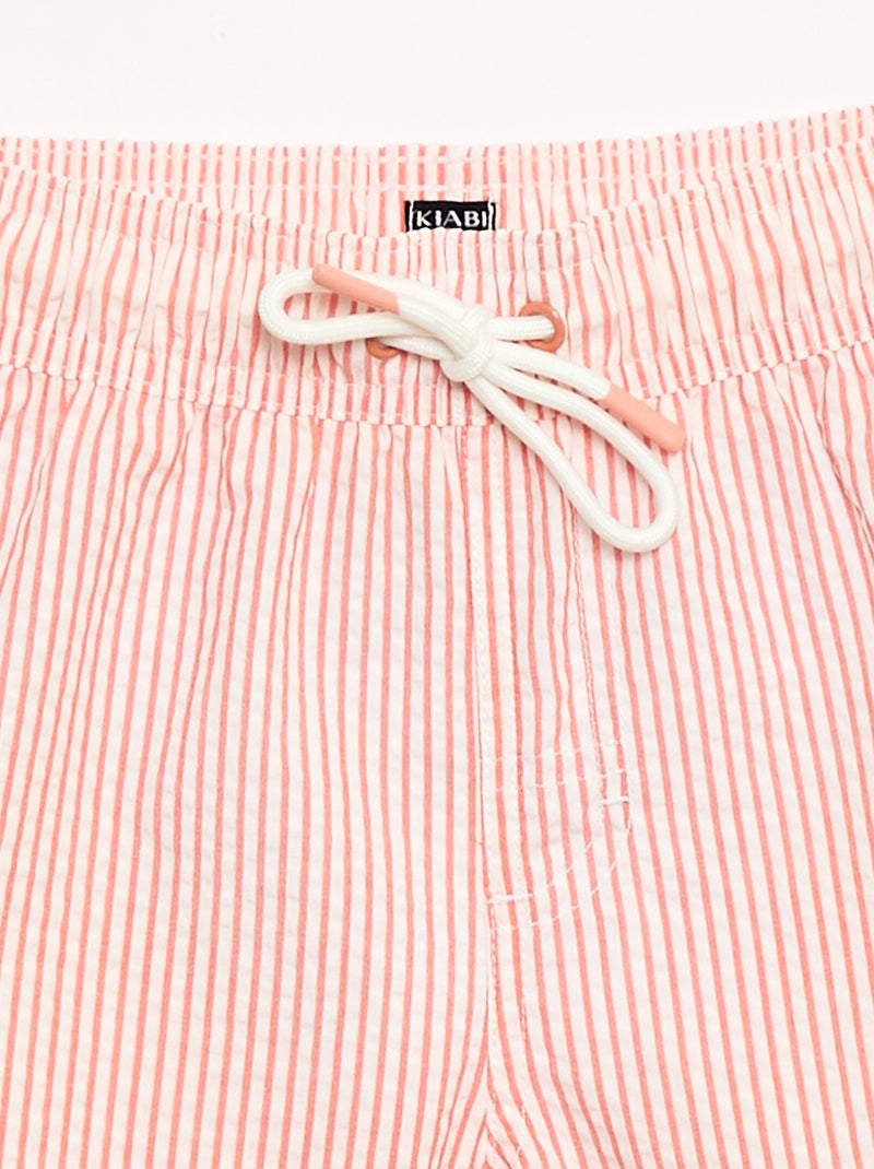 Bañador corto rayado con cordones ajustables Rojo - Kiabi