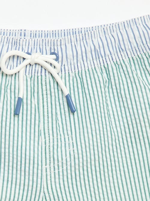 Bañador corto rayado con cordones ajustables - Kiabi