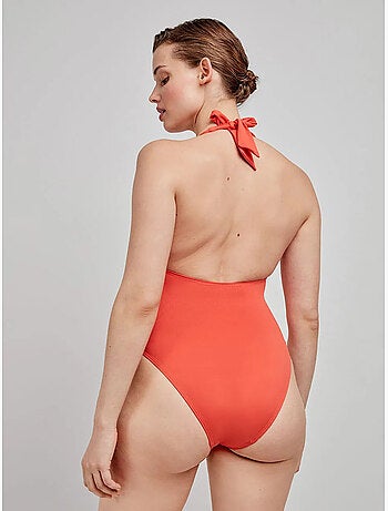 Bañador cuello halter con escote en v y foam extraíble