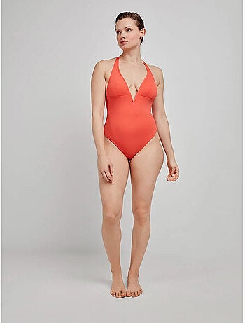 Bañador cuello halter con escote en v y foam extraíble