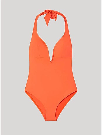 Bañador cuello halter con escote en v y foam extraíble