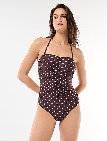 Bañador de 1 pieza bandeau con efecto plisado