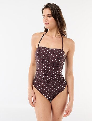 Bañador de 1 pieza bandeau con efecto plisado