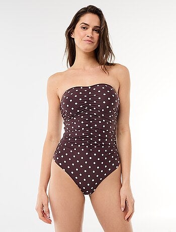 Bañador de 1 pieza bandeau con efecto plisado