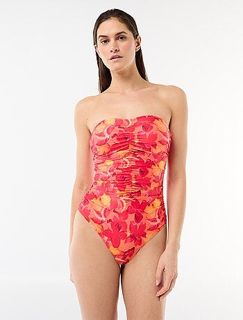 Bañador de 1 pieza bandeau con efecto plisado