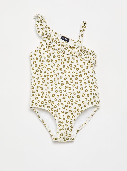 Bañador de 1 pieza con cuello de volantes - Kiabi
