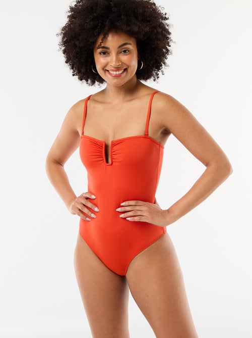 Bañador de 1 pieza con escote cuadrado - Kiabi