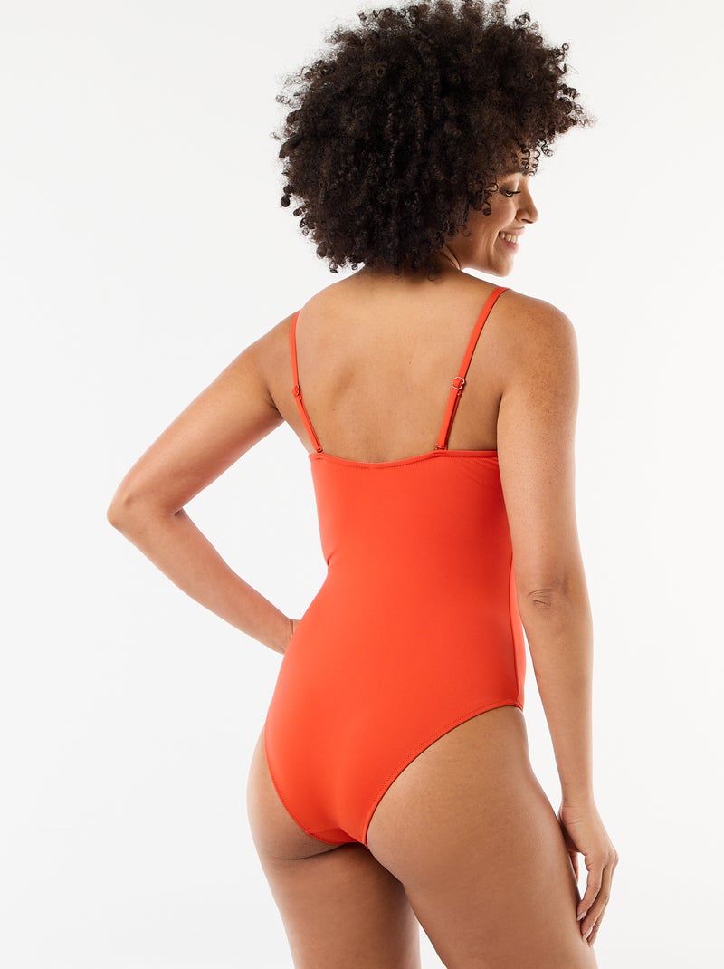 Bañador de 1 pieza con escote cuadrado Naranja - Kiabi