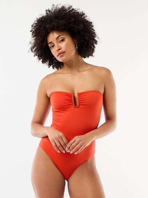 Bañador de 1 pieza con escote cuadrado - Kiabi
