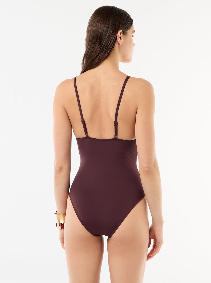 Bañador de 1 pieza con escote pronunciado y detalle de joya Purpura - Kiabi