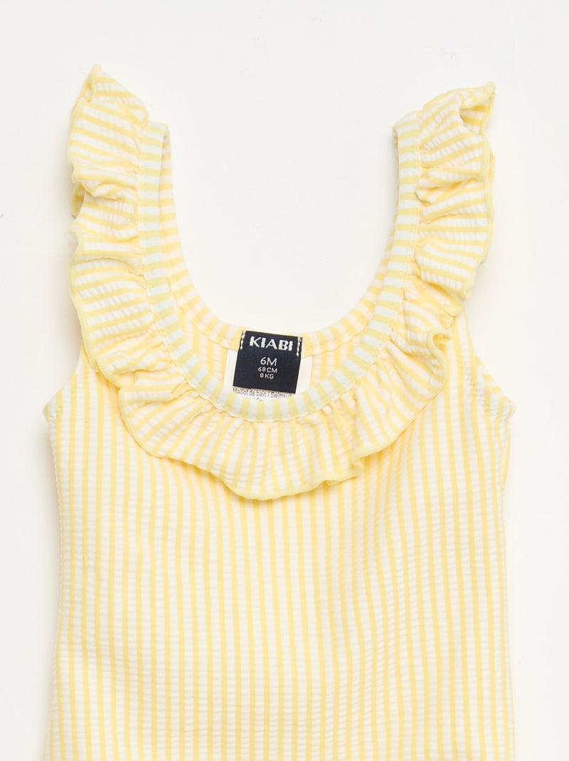 Bañador de 1 pieza con volantes Amarillo - Kiabi