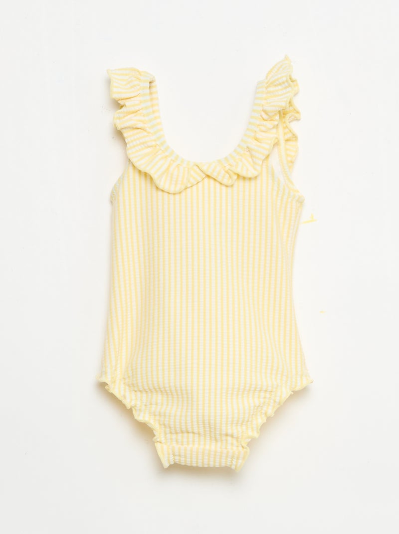Bañador de 1 pieza con volantes Amarillo - Kiabi