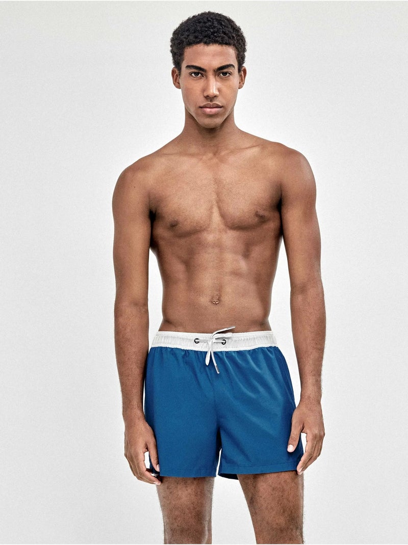 Bañador de hombre ajustable en cintura tejido de secado rápido Azul - Kiabi