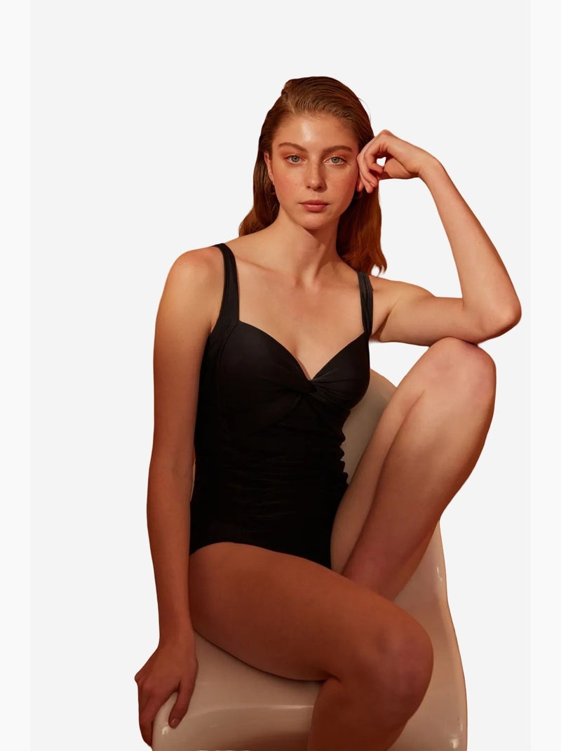 Bañador de mujer fruncido penti Negro - Kiabi