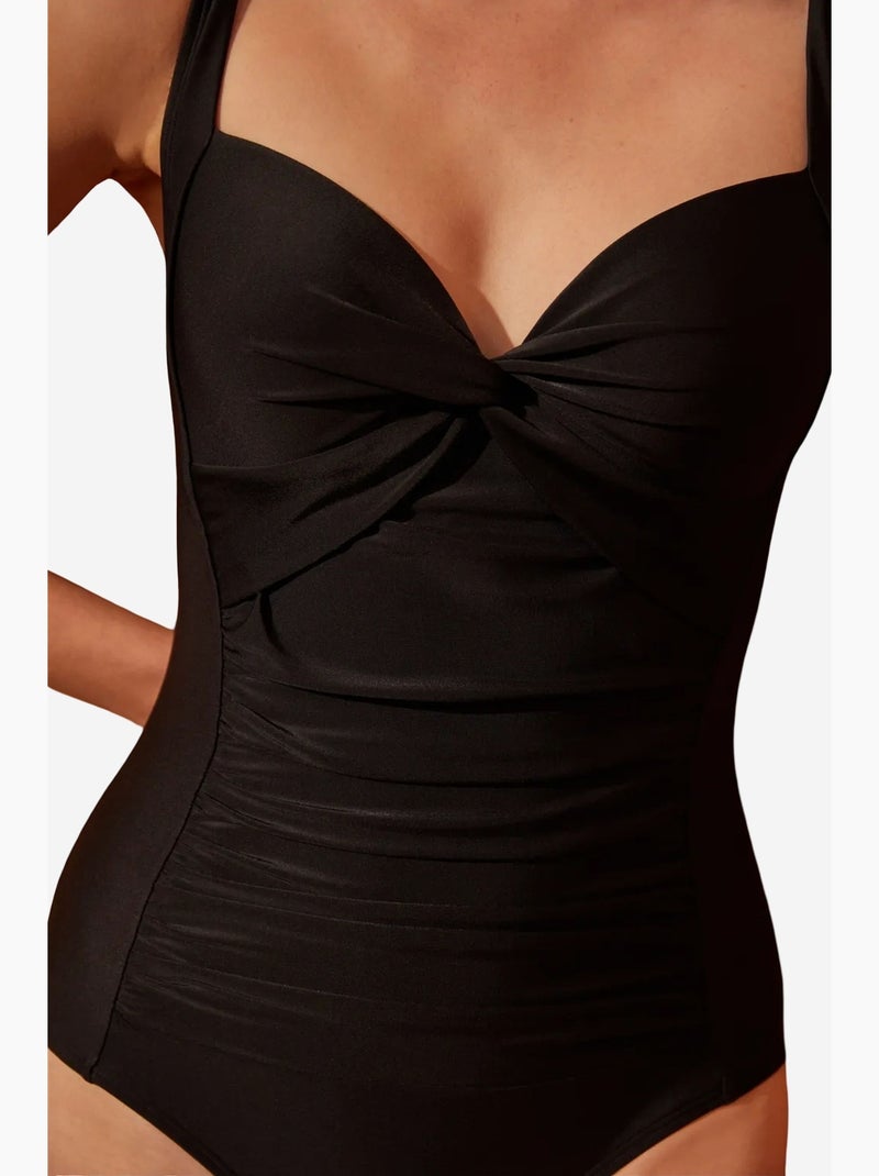 Bañador de mujer fruncido penti Negro - Kiabi