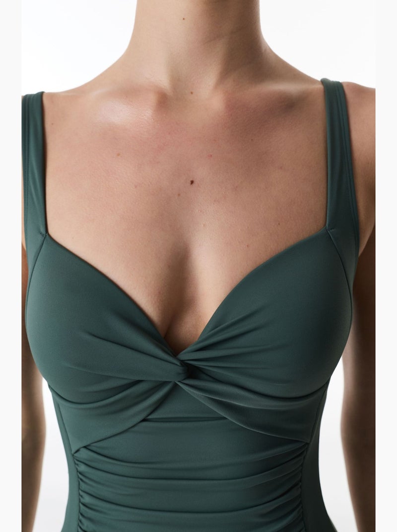 Bañador de mujer fruncido penti Verde botella - Kiabi