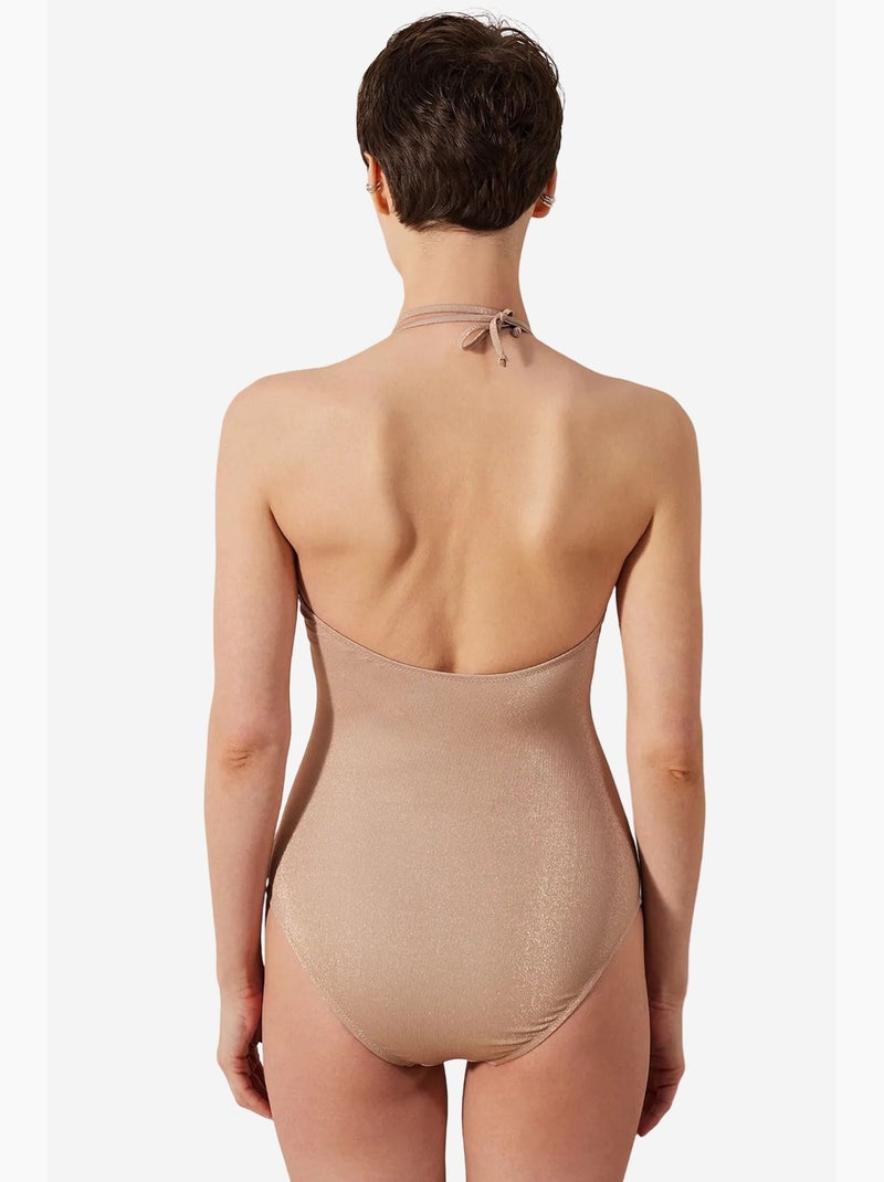 Bañador de mujer sofia brillante penti Beige arcilla - Kiabi