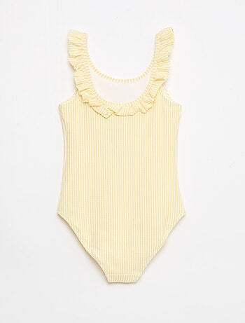 Bañador de rayas con volante elástico