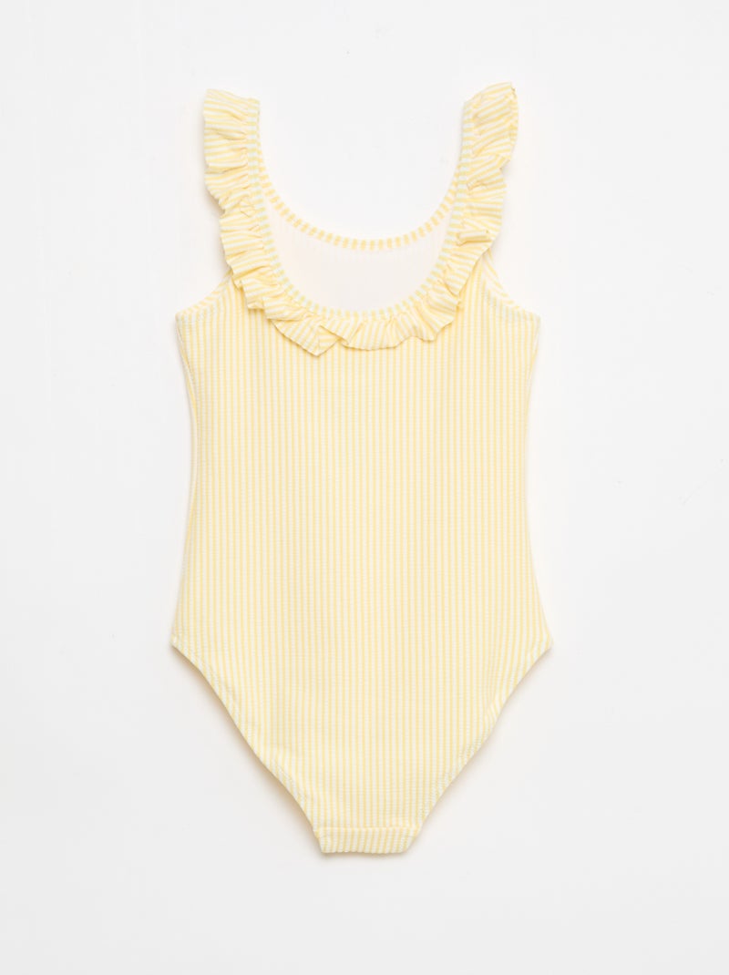 Bañador de rayas con volante elástico Amarillo - Kiabi