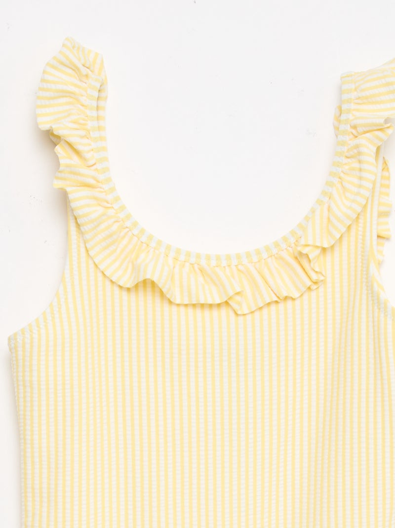 Bañador de rayas con volante elástico Amarillo - Kiabi