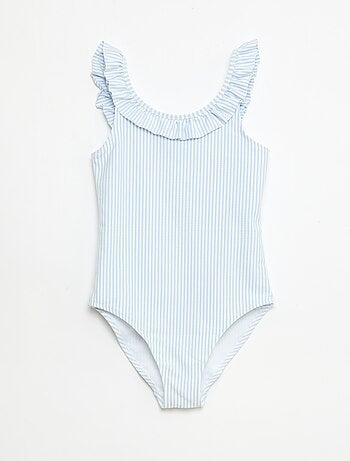 Bañador de rayas con volante elástico