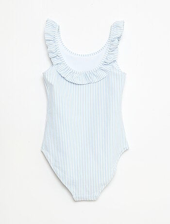 Bañador de rayas con volante elástico