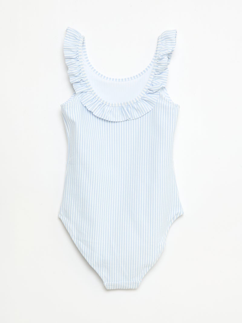 Bañador de rayas con volante elástico Azul - Kiabi