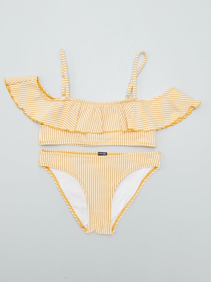 Bañador de rayas gofrado - 2 piezas AMARILLO - Kiabi