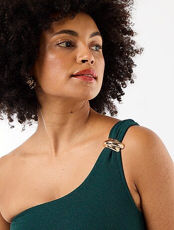 Bañador de una pieza asimétrico con joya dorada