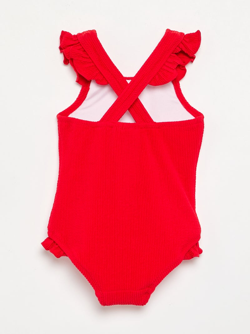 Bañador de una pieza con volantes Rojo - Kiabi